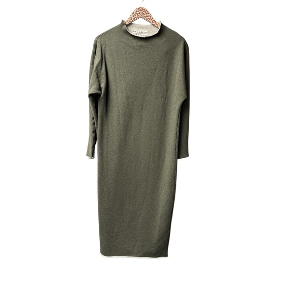 Frank & Eileen Isabelle Party Sweatshirt Dress Fleece Moss Green Melange Medium - Picture 2 of 13